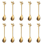 Stainless Steel Leaf Coffee Spoon,10 Pcs Creative Tableware Dessert Spoons, Stirring, Mixing, Sugar, Stir, Ice Cream Teaspoon Set