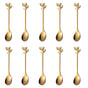 Stainless Steel Leaf Coffee Spoon,10 Pcs Creative Tableware Dessert Spoons, Stirring, Mixing, Sugar, Stir, Ice Cream Teaspoon Set
