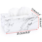 Holder with Magnetic Bottom, Decorative PU Tissue Box for Vanity Dresser Night Stand Table Countertop Home Office Car,Marble White