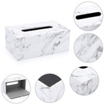 Holder with Magnetic Bottom, Decorative PU Tissue Box for Vanity Dresser Night Stand Table Countertop Home Office Car,Marble White