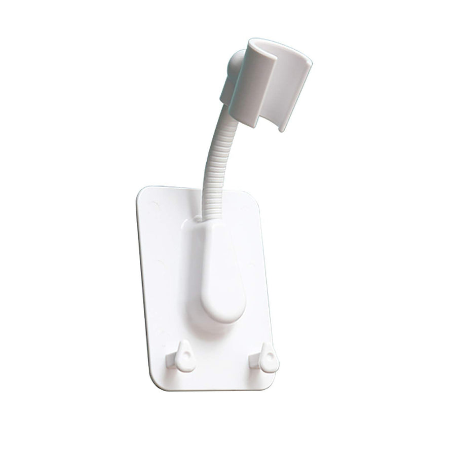 Shower Bracket, Relocatable Handheld Showerhead Holder, 360 Degrees Rotatable Double Hook Punch-Free Wall-Mount Shower White