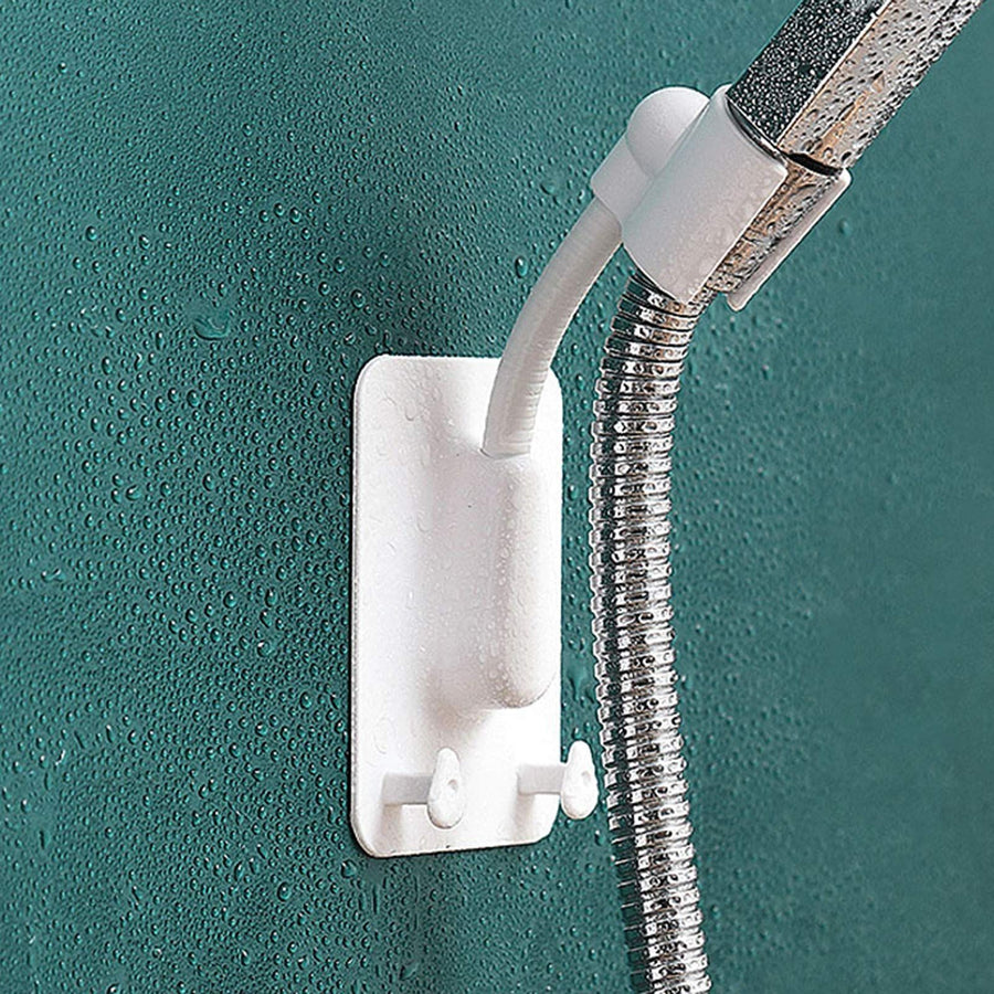 Shower Bracket, Relocatable Handheld Showerhead Holder, 360 Degrees Rotatable Double Hook Punch-Free Wall-Mount Shower White