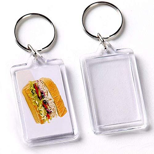 10Pcs SMALL SIZE-Rectangle Clear Acrylic Photo Snap-in Keychain Blank Double Sided Custom Personalised Photo Insert Picture Frame