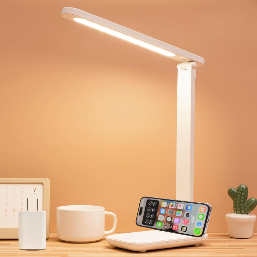 LED desk lamp wireless charging mini USB touch switch dimming control color adjustment (white) folding desk lamp