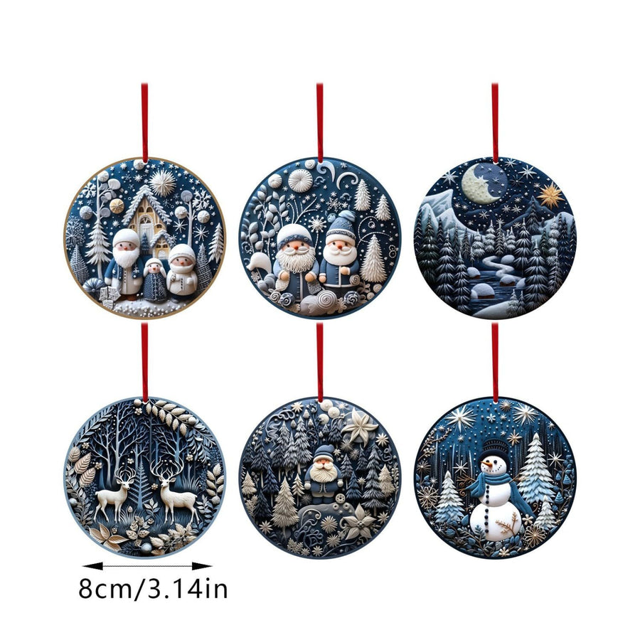 6Pcs Christmas Tree Hanging,Ornament Snowman Elk Christmas,Tree Decoration for Xmas Home DécorChristmas Hanging Ornament