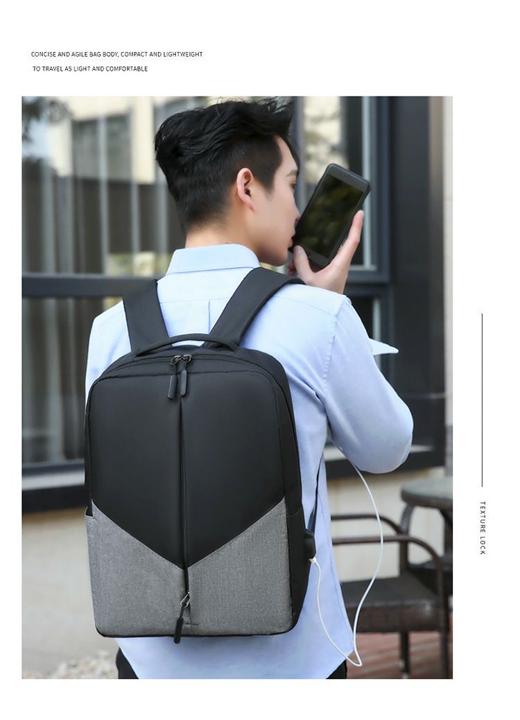 Fashion Backpack Three Piece Color Computer Business Bag Shoulder Men's Hiking Water (Grey, 30X10X41CM)