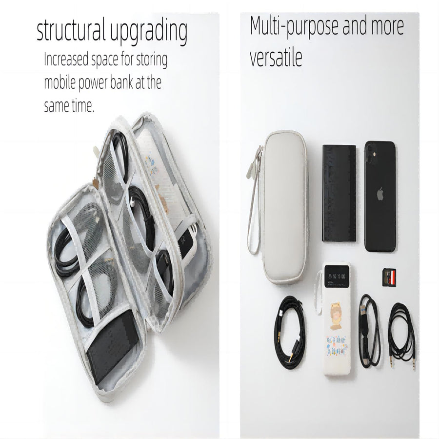 Waterproof Multi-Layer Storage Electronic Organizer Travel USB Cable Accessories Bag/Case for Power Bank, Charging Cords