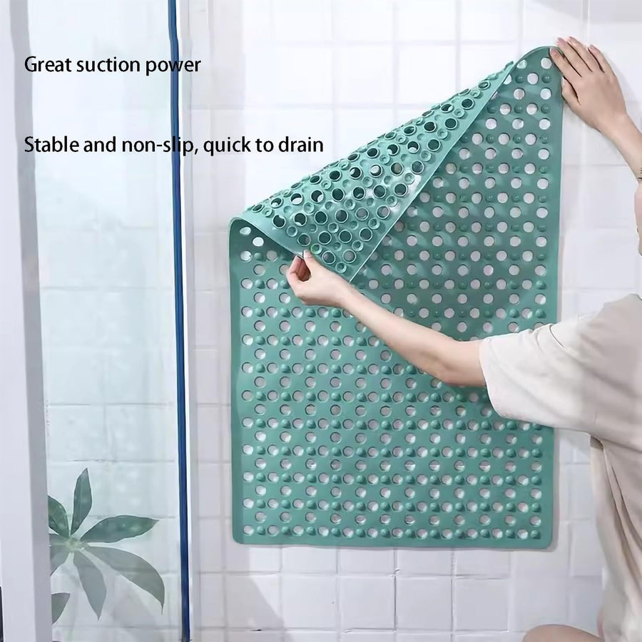 Non Slip Shower Mat with Drain Holes and Suction Cup,Thick Durable Tub Mat Comfy Massage Bathroom Mat for Shower Stall Bathtub