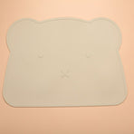 Silicone Placemats for Dining Table, Washable Easy Plate Mat Bear Placemat for Kids Dinner Easy to Clean Pet Placemat(Brown)