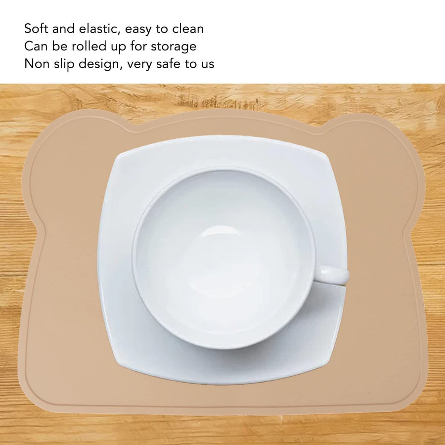 Silicone Placemats for Dining Table, Washable Easy Plate Mat Bear Placemat for Kids Dinner Easy to Clean Pet Placemat(Brown)