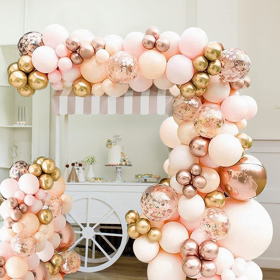 Orange Balloon Arch Kit Metallic Chrome Ballons with  Globos and Rose Gold Confetti Latex Balloon Wedding Birthday Party Decor