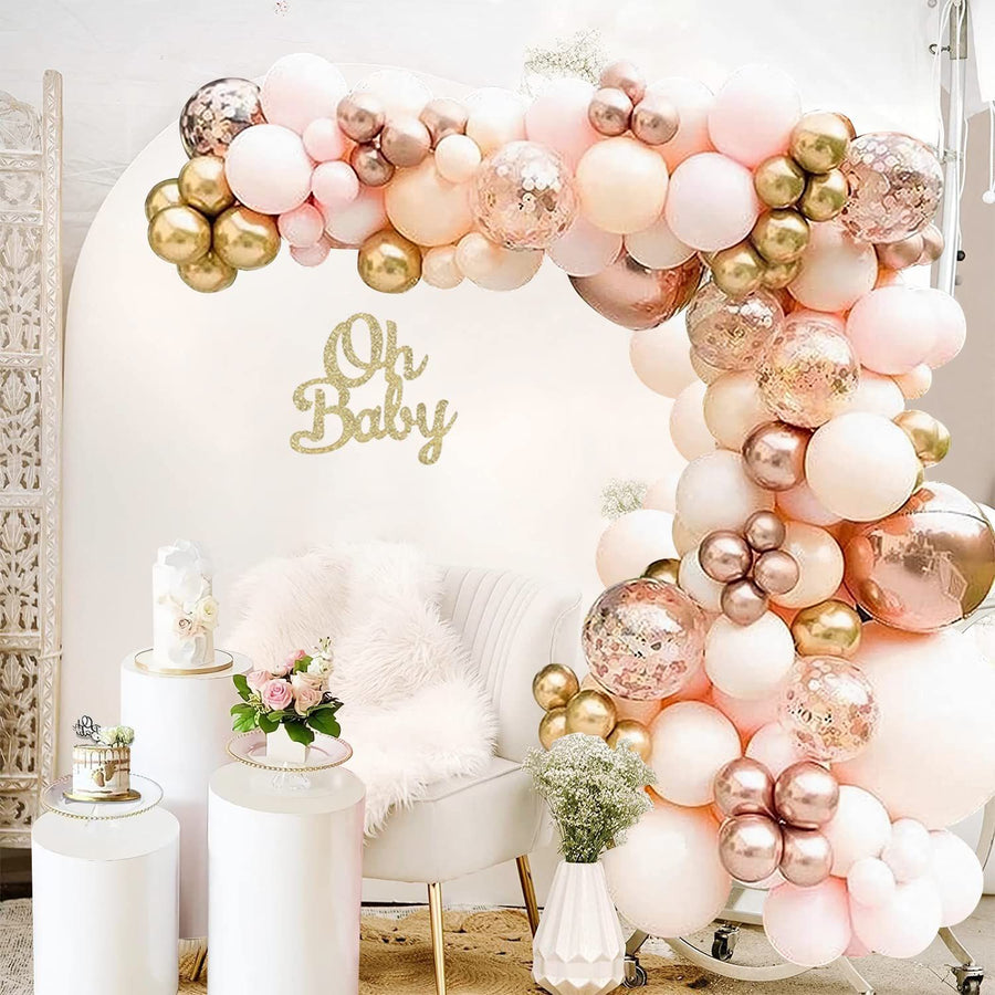 Orange Balloon Arch Kit Metallic Chrome Ballons with  Globos and Rose Gold Confetti Latex Balloon Wedding Birthday Party Decor