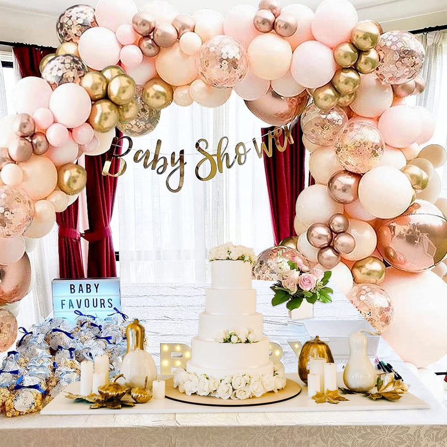 Orange Balloon Arch Kit Metallic Chrome Ballons with  Globos and Rose Gold Confetti Latex Balloon Wedding Birthday Party Decor
