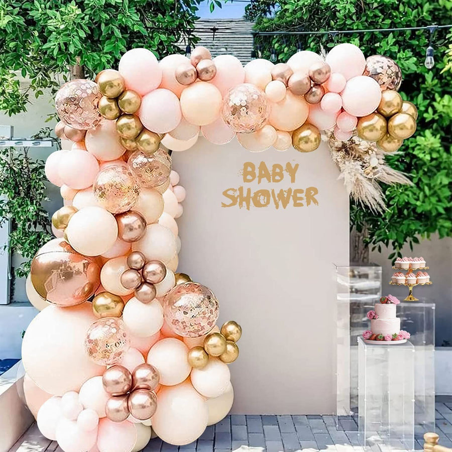 Orange Balloon Arch Kit Metallic Chrome Ballons with  Globos and Rose Gold Confetti Latex Balloon Wedding Birthday Party Decor