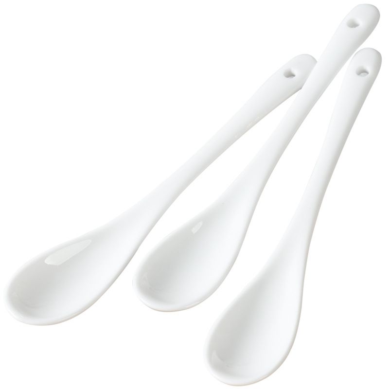 Porcelain Egg Spoons for Soft-Boiled Eggs Coffee Tea Desserts Ceramic Spoon Set of 12-White  Dishwasher & Oven Safe