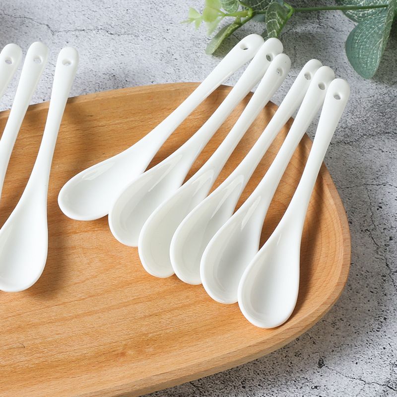 Porcelain Egg Spoons for Soft-Boiled Eggs Coffee Tea Desserts Ceramic Spoon Set of 12-White  Dishwasher & Oven Safe