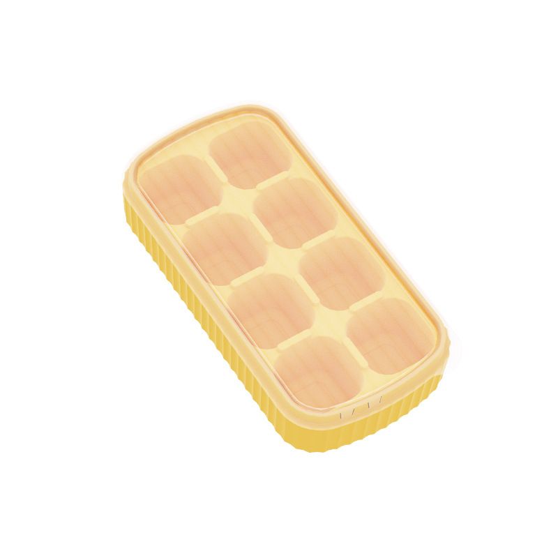 Silicone Ice Cube Tray, with Lid,8 Grid Soft Bottom Ice Cube Tray, Square Fruit Ice Cube Maker, Easy Operation (4pcs)