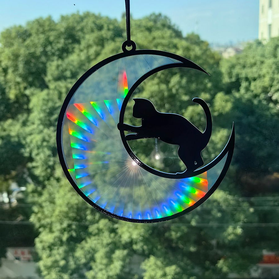 Acrylic Stained Glass Windows Hanging Decoration Black Cat Decor Car Hanging Ornament Cat Lover Memorial Gifts