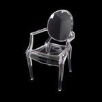 Modern Acrylic Stacking Kitchen and Dining Room Arm Chair in Pink - Fully Assembled
Acrylic Stacking Four Dining Armchairs