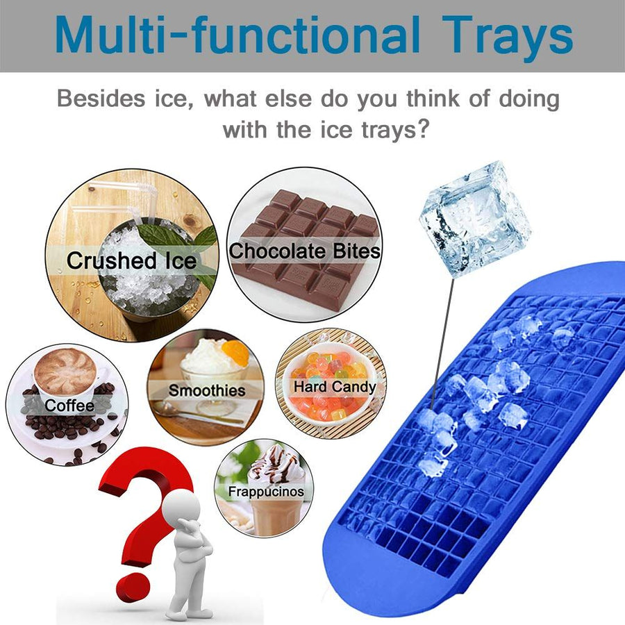 Silicone Mini Ice Cube Trays 2 Pack, 160 Crushed Ice Cube Molds Easy Release Small Ice Cube for Chilling Stackable Ice Trays