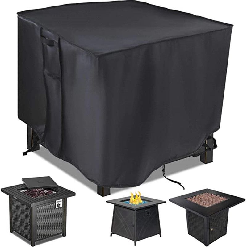 Square Fire Pit Cover Heavy Duty Waterproof Fire Table Cover, Outdoor Firepit Cover with Drawstring and Handles,82*82*61cm