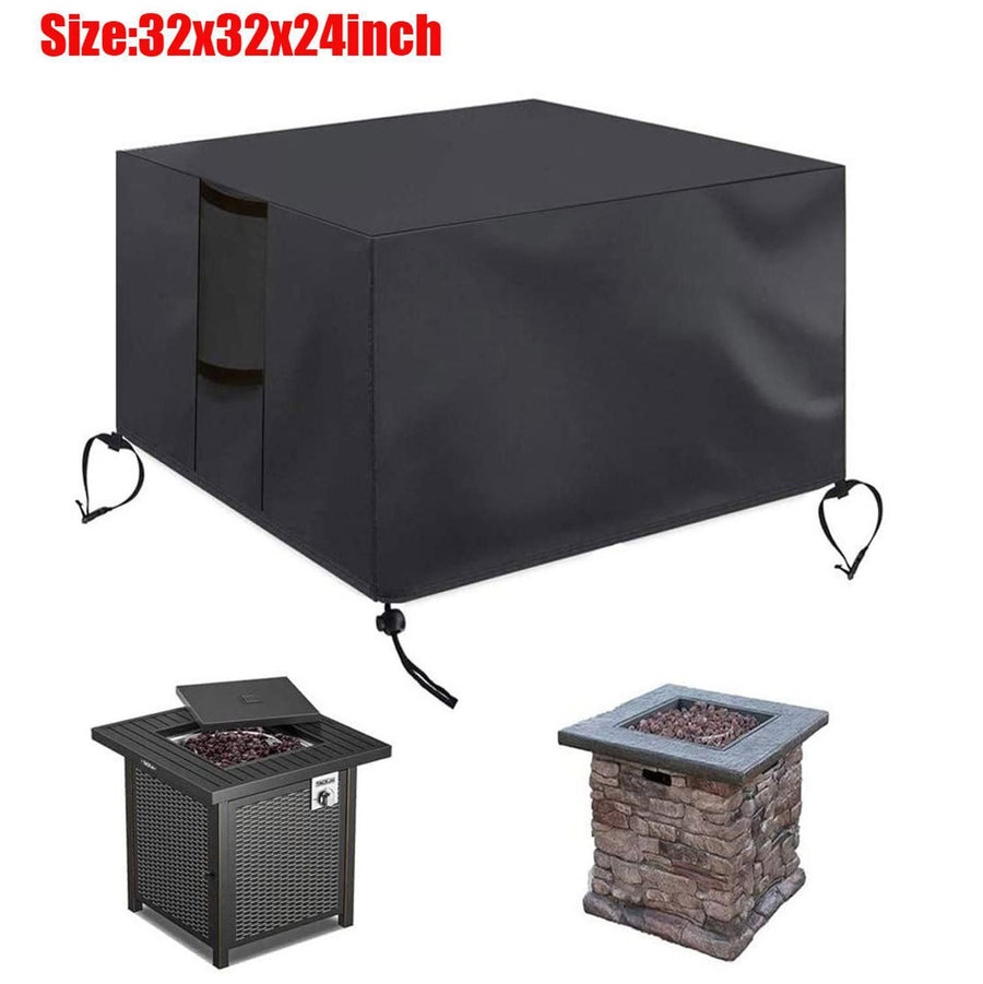 Square Fire Pit Cover Heavy Duty Waterproof Fire Table Cover, Outdoor Firepit Cover with Drawstring and Handles,82*82*61cm