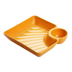 2pcs Plastic Dumpling Plates with Sauce Compartment Square Serving Plates with Sauce Holder Serving Platter Tray for Party
