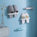 3 Pcs Wall Mounted Slippers Rack House Slippers Hanger Shower-shoe Holders Wall Mount Shower Slippers Organizers with Sticky