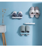 3 Pcs Wall Mounted Slippers Rack House Slippers Hanger Shower-shoe Holders Wall Mount Shower Slippers Organizers with Sticky