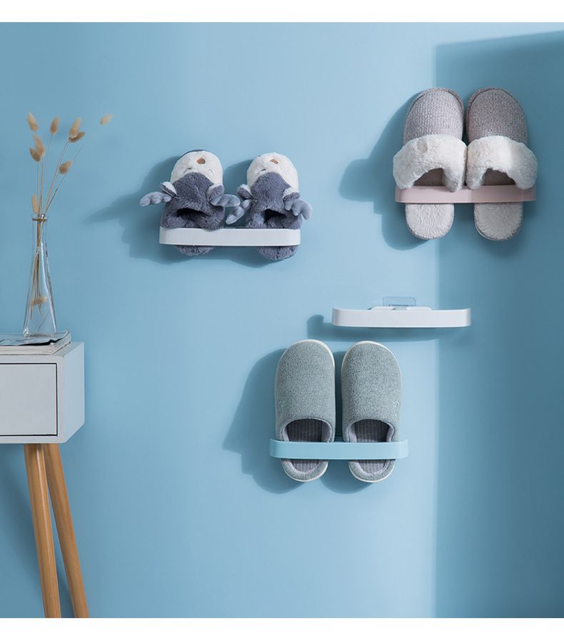 3 Pcs Wall Mounted Slippers Rack House Slippers Hanger Shower-shoe Holders Wall Mount Shower Slippers Organizers with Sticky