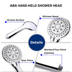 5 Functions Handheld Shower Head High Pressure Chrome Plated Finish Shower Head High Flow Hand Held Showerhead
