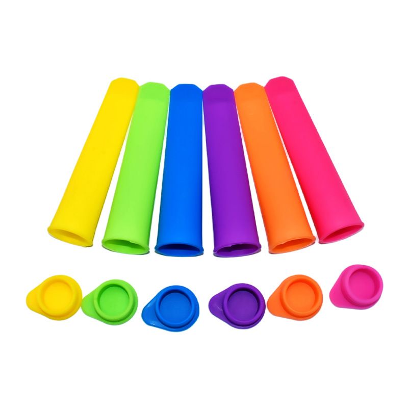 Silicone Ice Pop Molds,BPA Free Popsicle Molds with Attached Lids,Reusable DIY Popsicle Molds for Kids,Set of 6