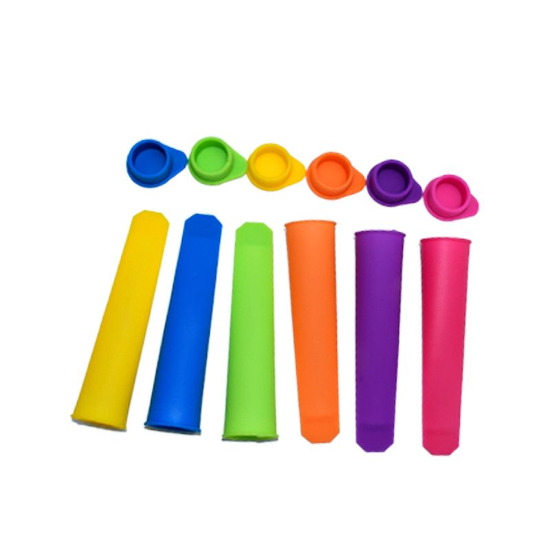 Silicone Ice Pop Molds,BPA Free Popsicle Molds with Attached Lids,Reusable DIY Popsicle Molds for Kids,Set of 6