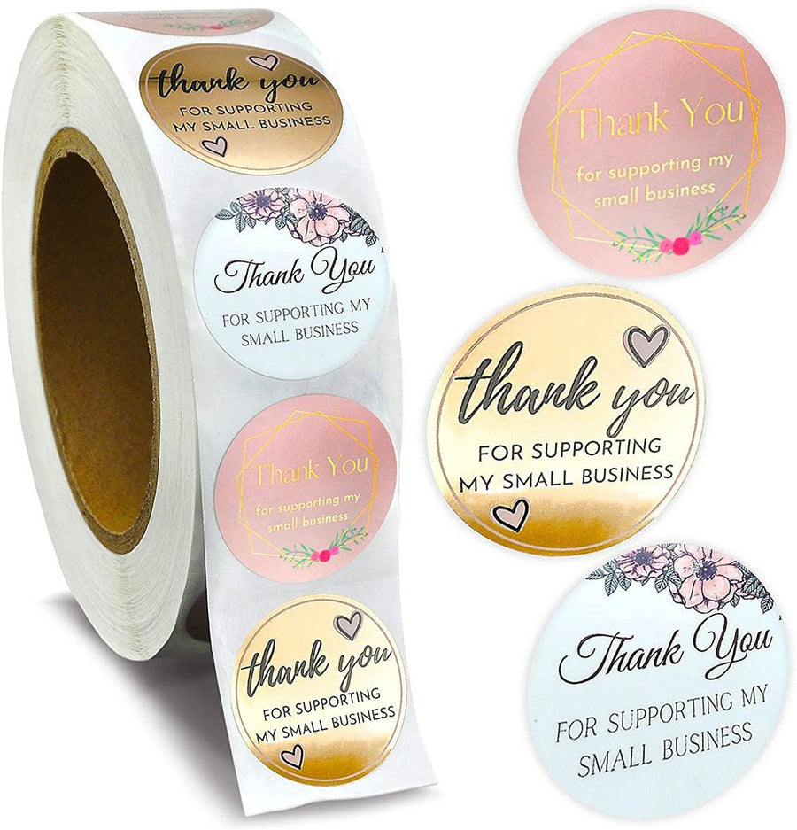 Thank You Label Stickers Roll Store Packing Envelope Seals Stickers Adhesive 1inch Thank You for Supporting My Small Business