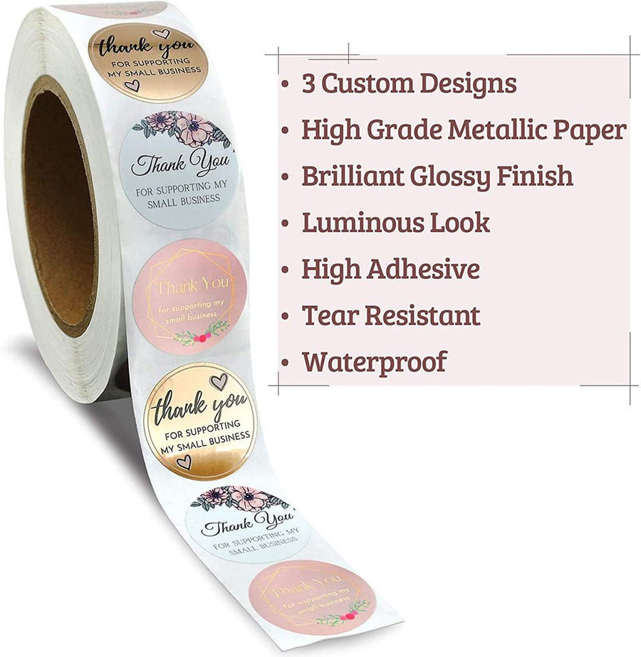Thank You Label Stickers Roll Store Packing Envelope Seals Stickers Adhesive 1inch Thank You for Supporting My Small Business