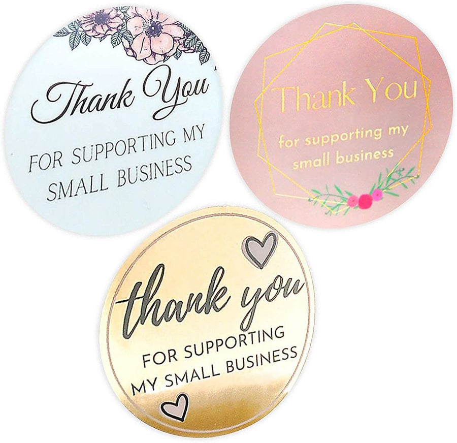 Thank You Label Stickers Roll Store Packing Envelope Seals Stickers Adhesive 1inch Thank You for Supporting My Small Business