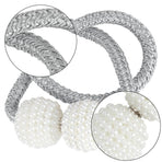2 Pack Magnetic Curtain Tie Backs with Pearls,Modern Curtain Holdbacks Strap,Decoration for Kindergarten,Outside and Inside Drapes