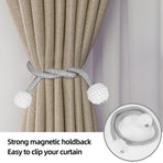 2 Pack Magnetic Curtain Tie Backs with Pearls,Modern Curtain Holdbacks Strap,Decoration for Kindergarten,Outside and Inside Drapes