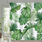 Tropical Leaves Shower Curtain Green Palm Leaf Decorative Bath Curtain Polyester Fabric Waterproof Bathroom Curtain