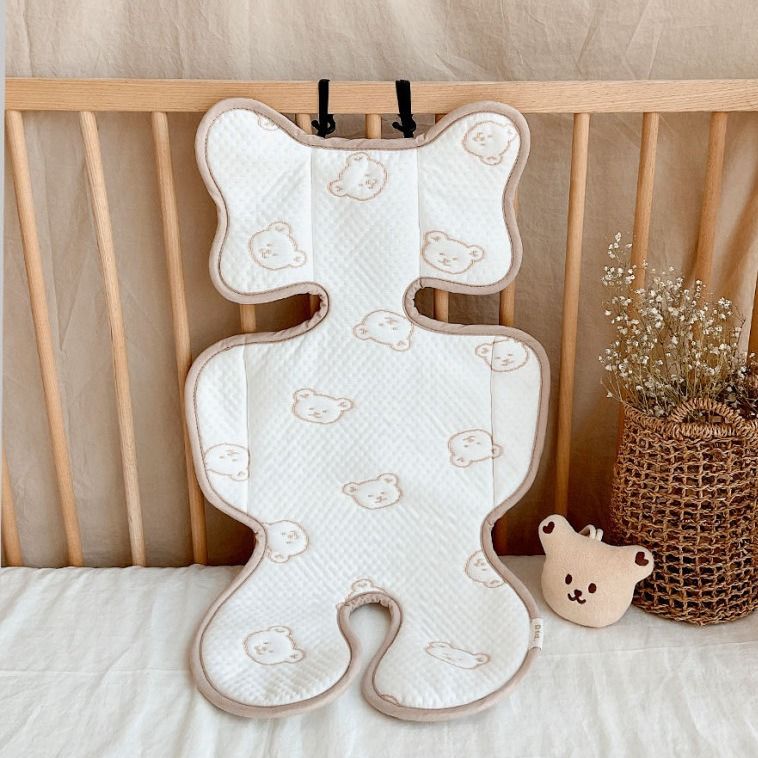 Breathable Baby Pad Must Get Pram Addition Bear Pattern Pram Cooling Insert Soft & Comfortable Pad for Infants Pram Insert（2pcs）