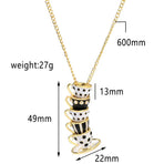 COLORFUL BLING Funny Stacked Enamel Teacup Necklace Coffee Cup Teapot Pendant Necklace Elegant Teacup Long Necklace （3pcs）