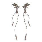 Butterfly Ear Cuff Earrings For Women Non Pierced Tassel Style Zircon Chain Dangle Long Shiny Cute Elegant Butterfly Wing Ear