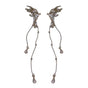 Butterfly Ear Cuff Earrings For Women Non Pierced Tassel Style Zircon Chain Dangle Long Shiny Cute Elegant Butterfly Wing Ear