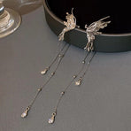 Butterfly Ear Cuff Earrings For Women Non Pierced Tassel Style Zircon Chain Dangle Long Shiny Cute Elegant Butterfly Wing Ear