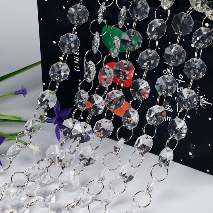 Crystal Beaded Curtain Door Beads Clear Acrylic Beads Hanging Room Divider Crystal Iridescent Diamond Cut Curtain Doorway Curtain