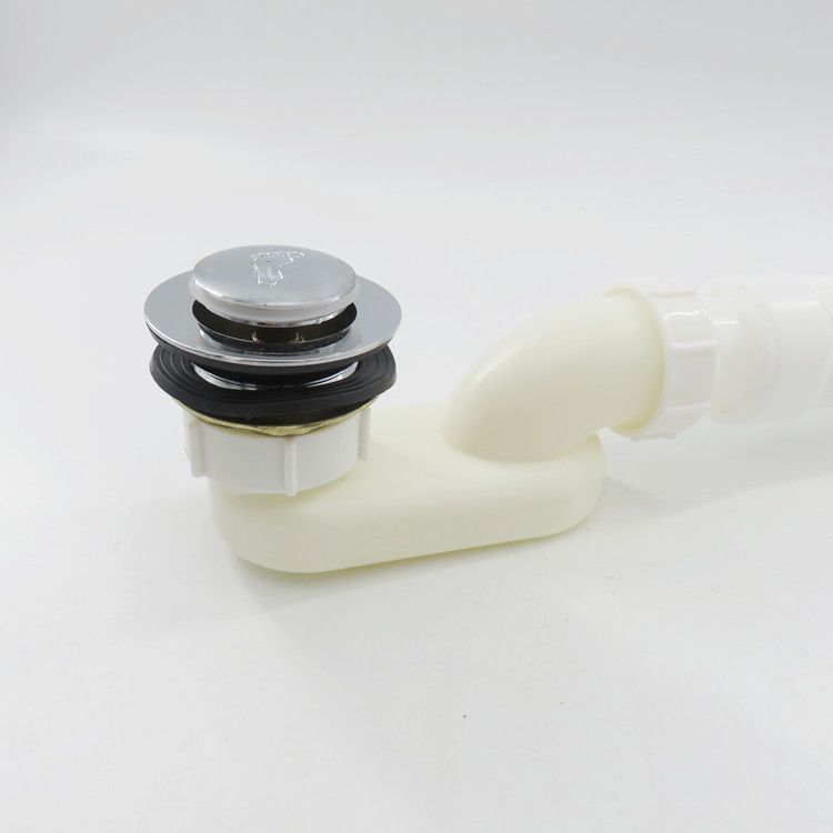 Flexible Freestanding Tub Drain Kit - Low Profile Flat P Trap for Bathtub Shower Drain Pipe - 1 1/2 inch Diameter
