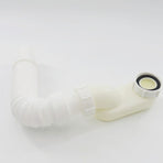 Flexible Freestanding Tub Drain Kit - Low Profile Flat P Trap for Bathtub Shower Drain Pipe - 1 1/2 inch Diameter
