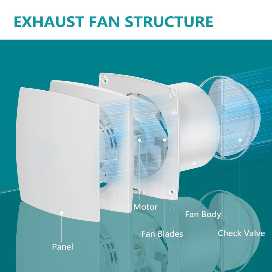 6 Inch Exhaust Fan, 6 Inch Extractor Fan with Damper, Garage Ventilation Fan for Home Kitchen Bedroom Office Ceiling & Wall Mount