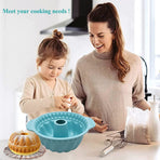 Silicone Fluted Pans, Non-stick with Sturdy Handle, Baking Molds, Perfect Bakeware for Cake, Jello, Gelatin, Bread(Blue)