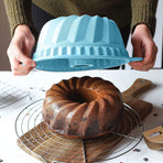 Silicone Fluted Pans, Non-stick with Sturdy Handle, Baking Molds, Perfect Bakeware for Cake, Jello, Gelatin, Bread(Blue)